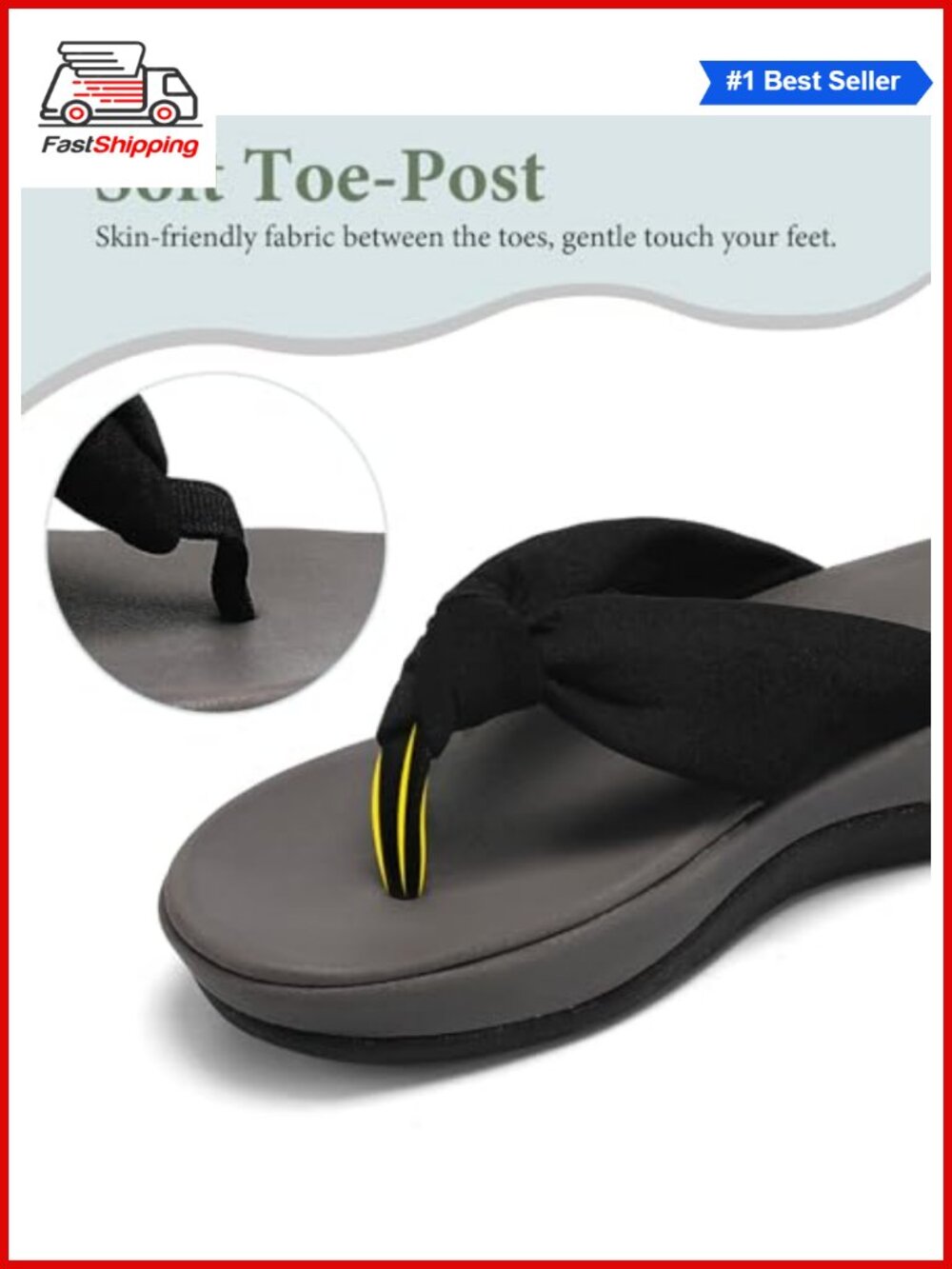 Wedge Thong Flip Flops Cushioned EVA Footbed Water Resistant Platform Sandals - Picture 4 of 6